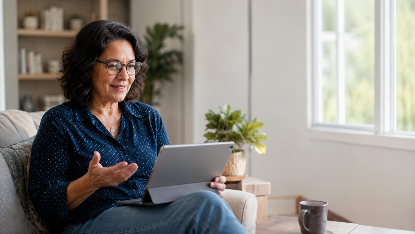 A care navigator discussing appointment options with a patient at a desk
